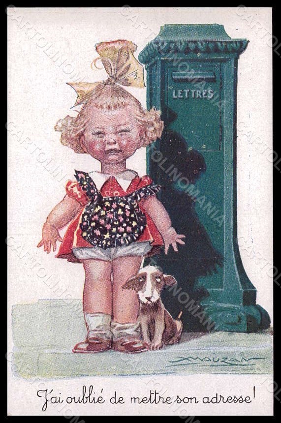 Cassetta postale cane bambina firmata artista Mauzan serie 25-5 pezzi VK7593