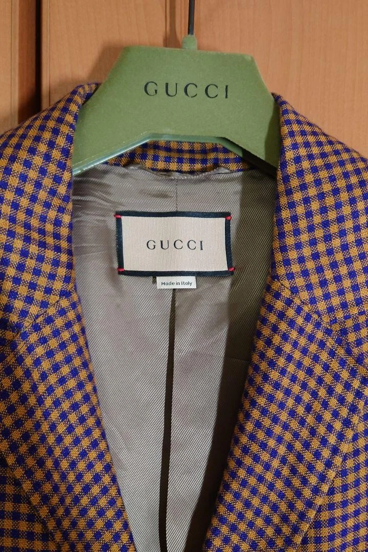 Gucci Giacca Lino A Scacchi Marrone Taglia 46 Ottima Usata Italia 2021AW