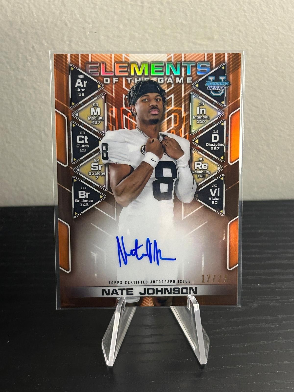 2024 Bowman University Best #ETG-NJ Nate Johnson Elements of the Game Auto #/25