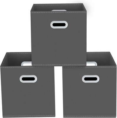 3Pk Foldable Fabric Storage Cube Boxes Container Bins w Handles for Shelf Closet