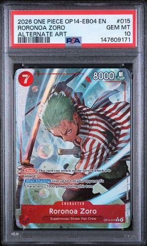Roronoa Zoro (Alternate Art) graded PSA 10 for sale on eBay