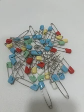 Vintage Baby Diaper Pins BOYS colors Over 50  In Lot Total