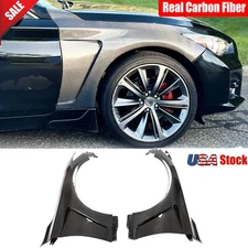 2PCS Real Carbon Exterior Side Fender Vent Trims For Infiniti Q50 Q50S 2014-2023