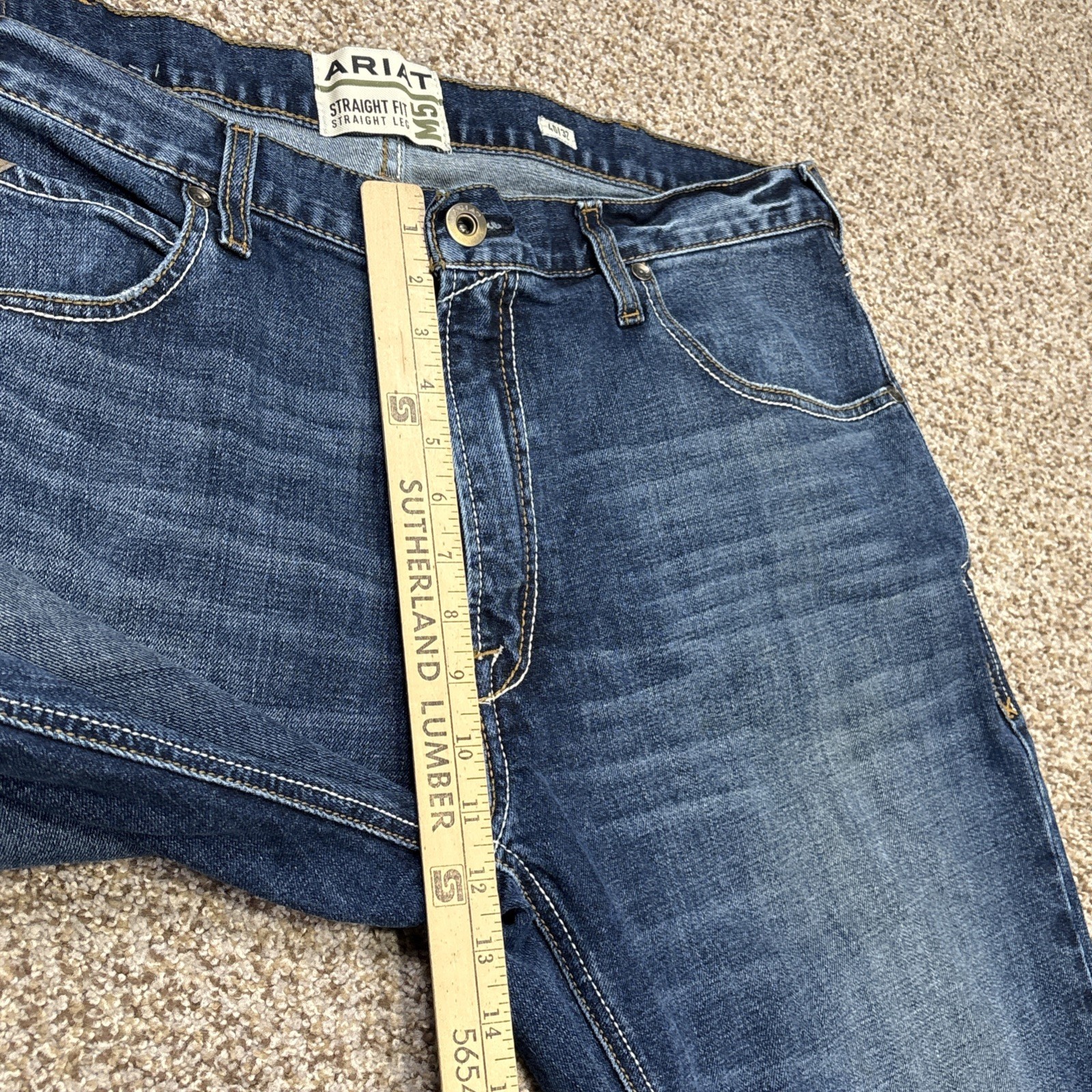 Ariat Denim M5 Jeans Straight Fit Straight Leg Mens 40x32 Heath Wash Fits 39x31 - View 10