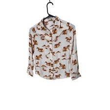 Wrangler Girls Western Snap Shirt Cream Horse Desert Print Medium