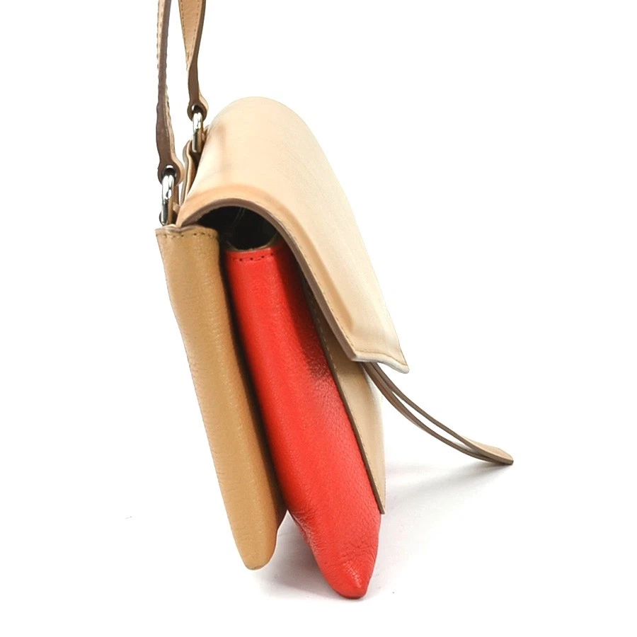 Auth GIVENCHY Crossbody Shoulder Bag Red/Brown Leather - h29841g - Image 2 of 4