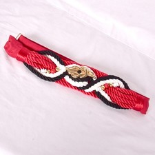 Red Braided Rope Belt with Gold Hardware Multicolor Fashion Waist Belt VTG 80's