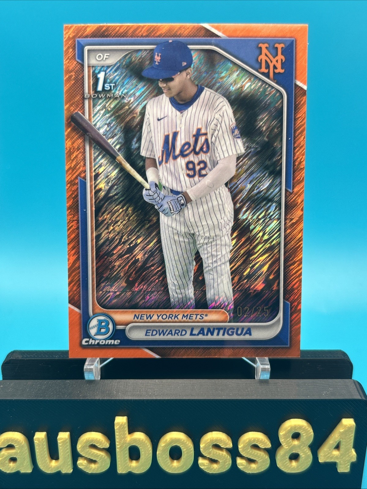 2024 Bowman Chrome Edward Lantigua ORANGE Shimmer /25 Mets 1st Bowman #BCP-246