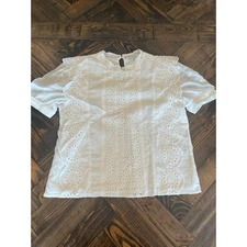 English Factory Cottage Boxy Boho Festival Shirt Women Small Western Cowgirl