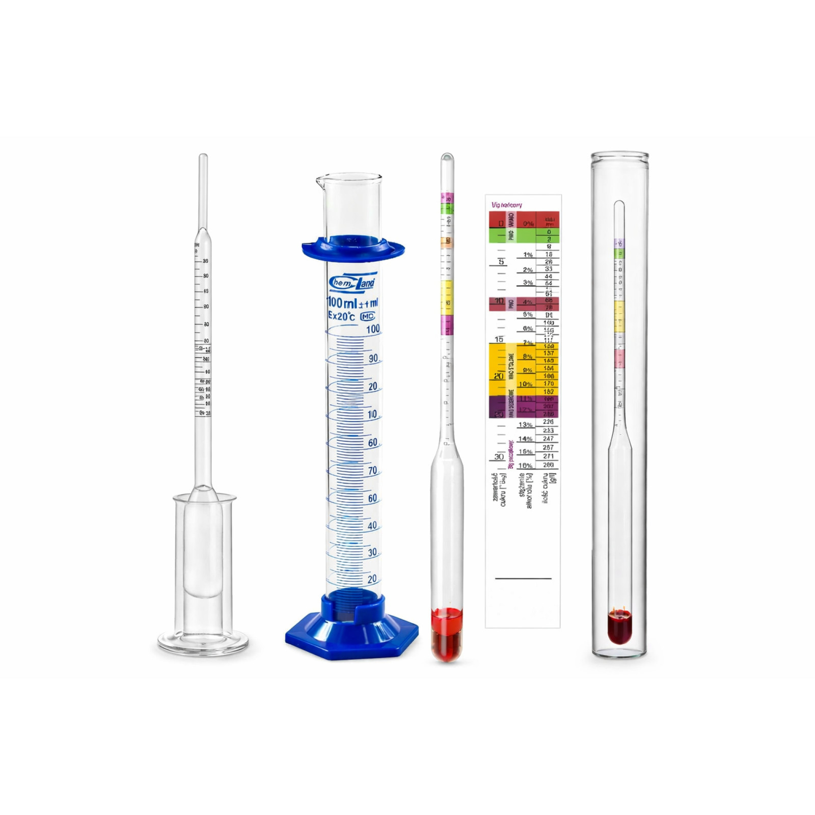 Alkoholmeter Spindel - Messzylinder Aräometer Saccharometer Hydrometer