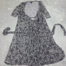 Lauren Ralph Lauren Surplice Jersey Dress Fit and Flare Wrap Size 8 Stretch Midi