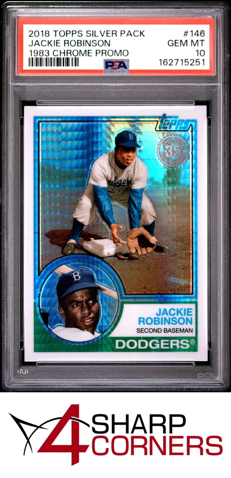 2018 TOPPS SILVER PACK '83 CHROME PROMO #146 JACKIE ROBINSON HOF PSA 10