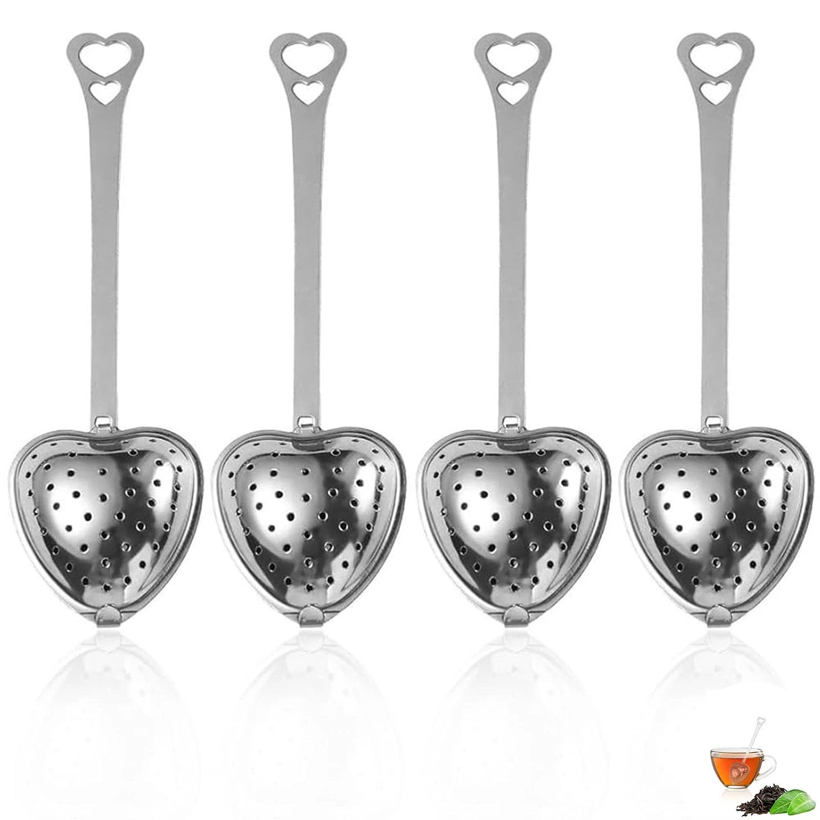 Tea Strainer Set Stainless Steel Teaspoon with Heart Strainer 10cm Length 304 Stainless...