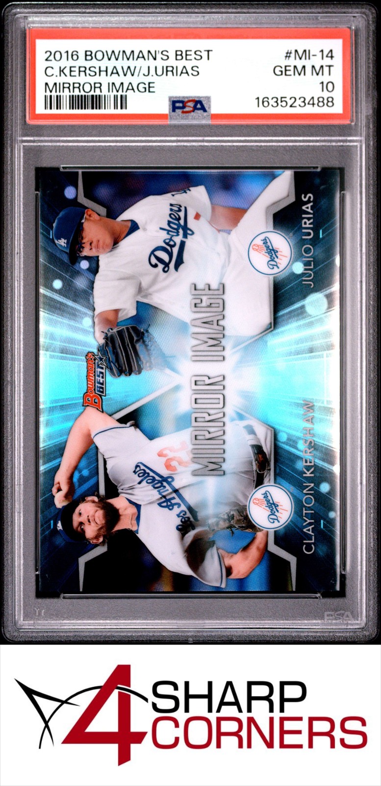 2016 BOWMAN'S BEST MIRROR IMAGE #MI-14 CLAYTON KERSHAW DODGERS PSA 10 view 1