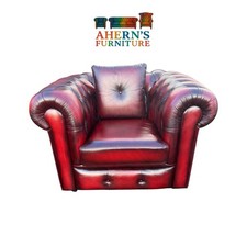 Sofas by Saxon Winchester Oxblood Leather Chesterfield Club Chair FREE DELIVERY
