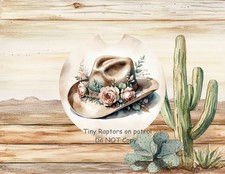 Cowboy Hat~ Set of 2 Car Coasters~ CHOICE~ 2.75 inch~ notched~Free Ship~ Western