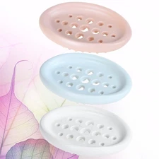  3 Pcs Soap Tray for Shower Silicone Bathroom Drainer Draining Dish