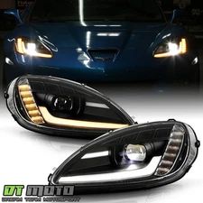 2005-2013 Chevy Corvette C6 Black Switchback Sequential LED Projector Headlights
