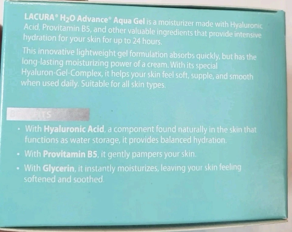 LACURA Face Care - H2O Advance Aqua Gel con ácido hialurónico (crema para todo el día) 1,7 oz Foto 4 de 4