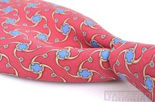HERMES Red Novelty Sweeping Link 100 Silk Mens Luxury Tie - 3.50"