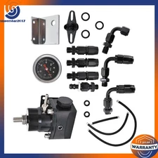 100psi Guage AN6 Fitting Black Automotive Fuel Pressure Regulator Kit (Black)