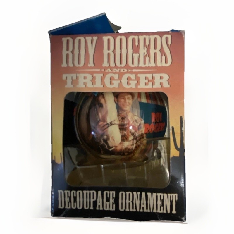 Vintage Roy Rogers and Trigger Decoupage Christmas Tree Ornament  Cowboy