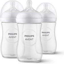 Philips Avent Natural Baby Bottles Clear Medium Flow 3 Nipple 9oz 3-Pack NEW