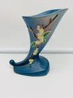 Roseville Pottery Snowberry ICC-6 Cornucopia Blue 1947 USA 6"