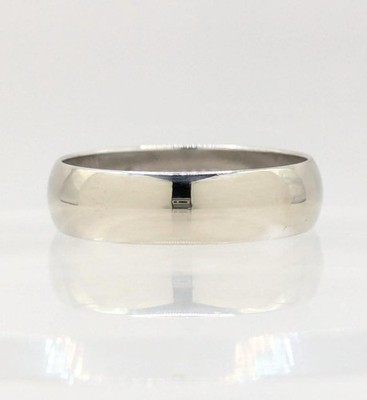 Benchmark 10K Solid White Gold 4.76g 5.9mm Cigar Band Wedding Ring Size-10.75