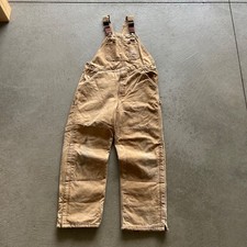 Vintage 90s Carhartt Overalls Size 40x30 Tan Duck Canvas Carpenter Workwear Bibs