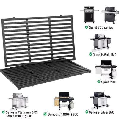 X HOME 7638 17.5 Inch Cast Iron Grill Grates Replacement for Weber Spirit I & II 300 US