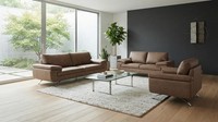 Zwei Dreisitzer Sofas Sessel Kunstleder PolstermöBel Wohnzimmer Modern