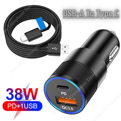 For Android Samsung Phone Adapter 38W Fast Charger Type C Charging Cable Cord