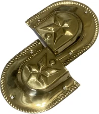 Trunk Handle Loop Star Design For Camel Back Steamer Solid Brass Pair