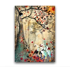 ACEO Artist Trading Card Tree Goddess 2.5x3.5 Bird Forest Scene Mini Art Print