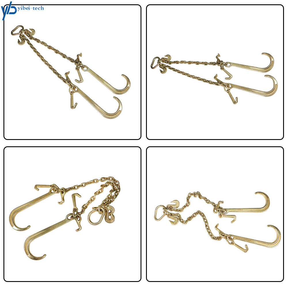 Tow Chain J-Hooks V-Chain Flatbed Truck Rollback Wrecker Carrier 5/16" X 2' G70 | Rear | 16 In | Gold - Foto 9
