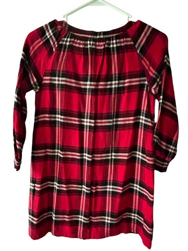 Old Navy Girls Dress Size M(8) Red/Black Plaid Long Sleeve Tie Closers - Picture 2 of 9