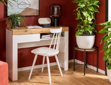 Desk Slim Narrow Dressing Table Console Hall Drawer White Gloss Oak Holten