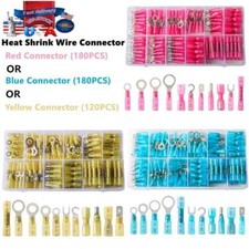 120/270pc Heat Shrink Wire Connectors Electrical Ring Fork Spade Crimp Terminals