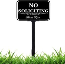 Large No Soliciting Yard Sign With Stake, 14x10 Inch/37 Inch Long A-1518