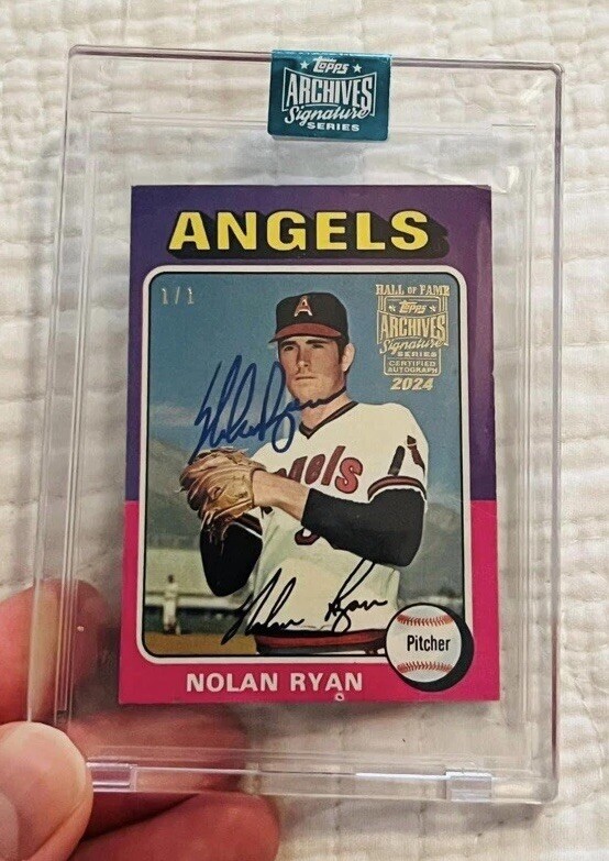 2024 Nolan Ryan 1/1 Topps Archives Signature Series on 1975 Topps Mini