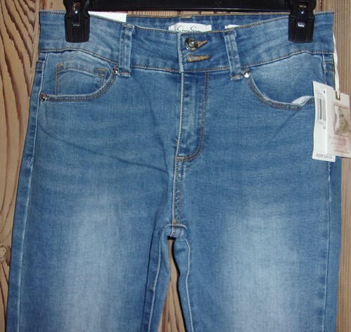 Jessica Simpson "Kiss Me Roll Cuff" Blue Skinny Jeans Girl's Size: 16 NWT $89 - Picture 3 of 4