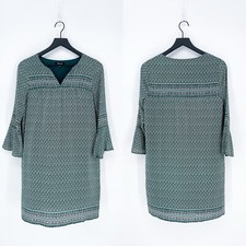 Madewell Women’s XS Starland Bell-Sleeve Dress Bandana Floral Silk Green