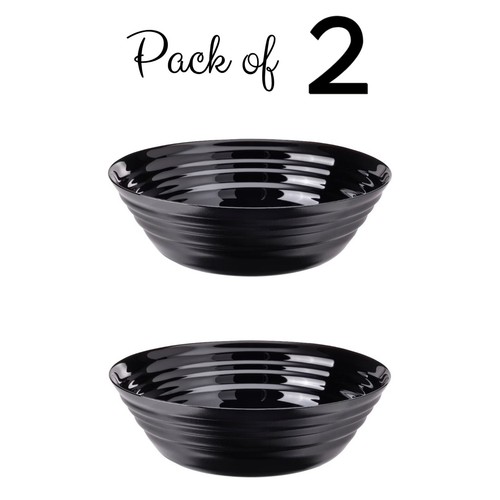 Black Serving Salad Bowl Dinnerware Deep Food Dessert Big Pasta Glass Dish 22cm - Picture 6 of 6