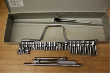 23pc JS USA Military Socket Set w/Swivel,Breaker Bar,U-joint,Ratchet - 12 Point