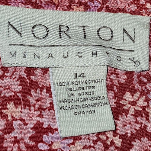 Norton McNaughton 90's Red Floral Knee Length A-line Skirt. Sz. 14 - Picture 3 of 8