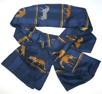 Symphony Scarf Wrap Zebra Giraffe Cheetah Print Women Italian Blue Made in Italy