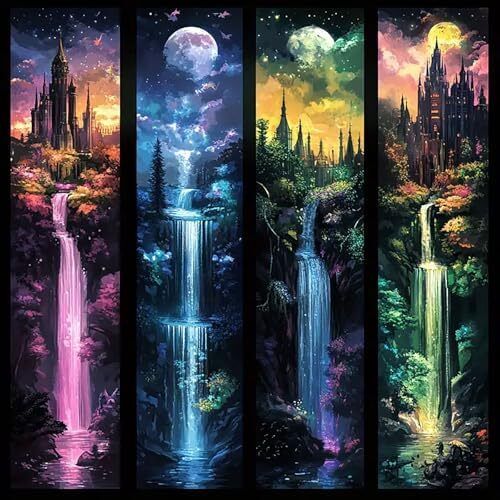 Moon With Castle Waterfall Diamond Painting Kits for Adults,5D Full Drill Mosaic - Picture 1 of 7