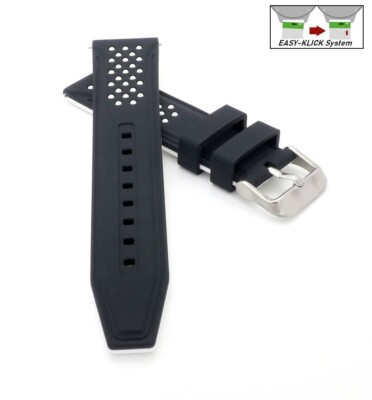 Easy-Klick Silikon Uhrenarmband Modell Sylt schwarz-weiß 26 mm