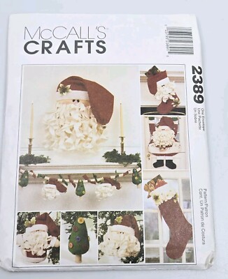 McCalls Crafts 2389 Santa Christmas Sewing Pattern Uncut Stocking Wall Door 